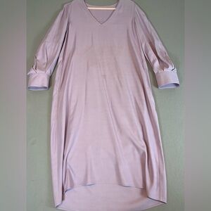 Maria McManus V-Neck Long Sleeve Dress Lavender Minimalist Size S Pockets